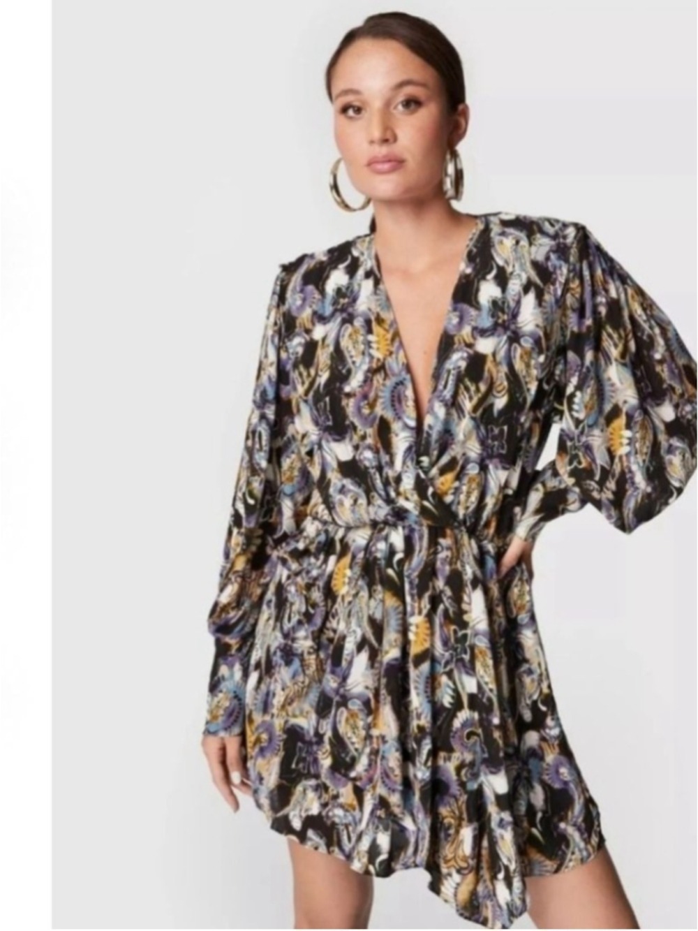 IRO Damie Dress Silk Blend Black and Purple Women's Size Small Fr 36 US 4